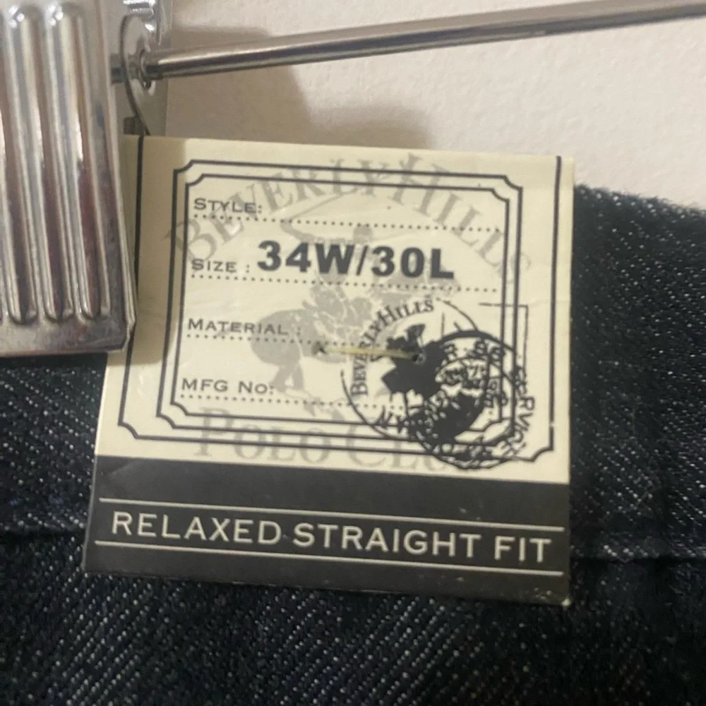 NWT Men’s Beverly Hills Polo Club Relaxed Straight Fit Blue Jeans, 34” x 30” - Picture 6 of 9